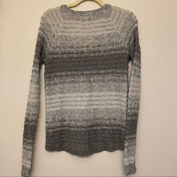 Hollister Gray Metallic Stripe V Neck Sweater lightweight open knit Y2K S - Picture 3 of 10